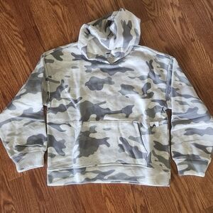 Kids Old Navy Gray and Cream Camouflage Hoodie Sweatshirt